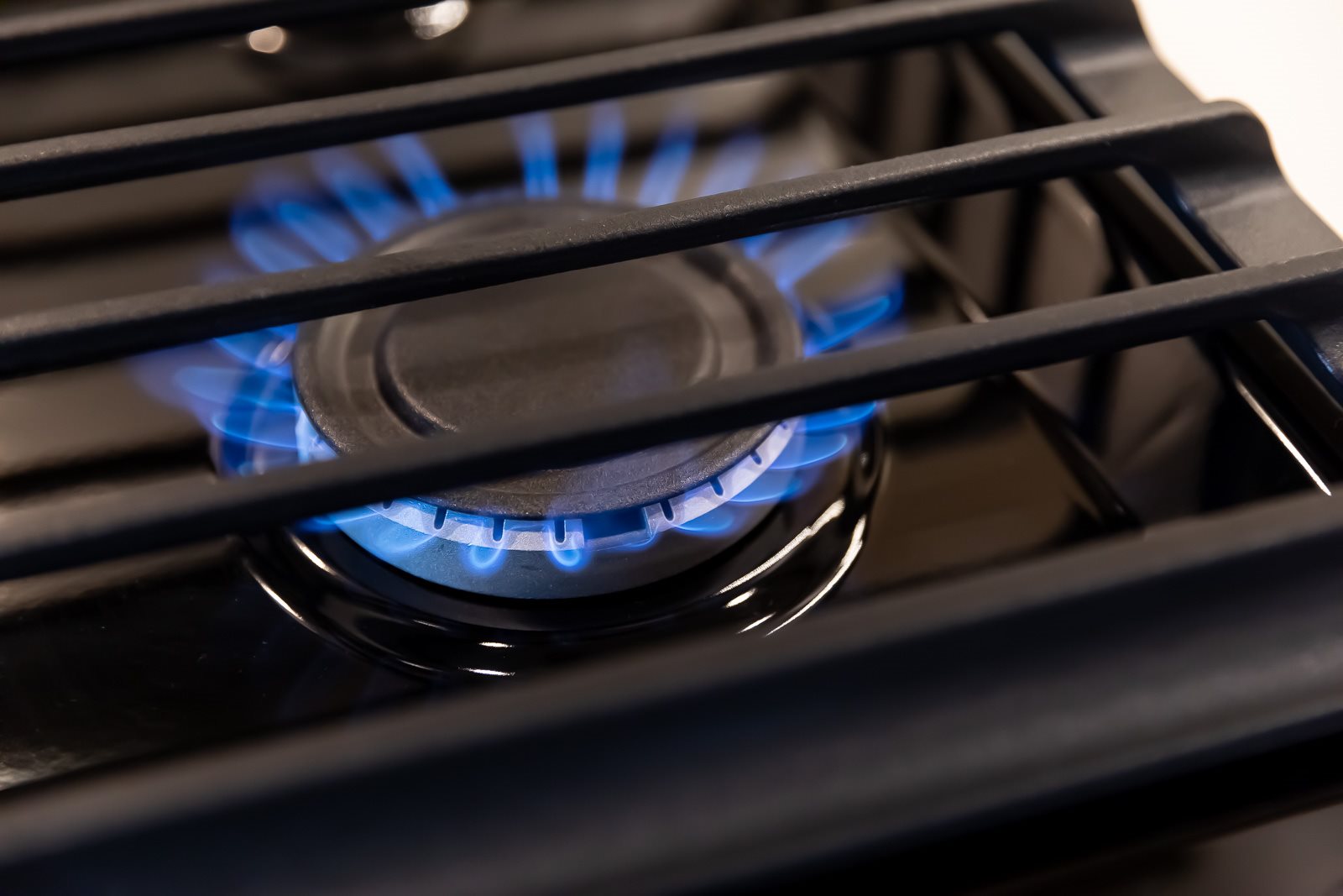 Gas stove with burner on